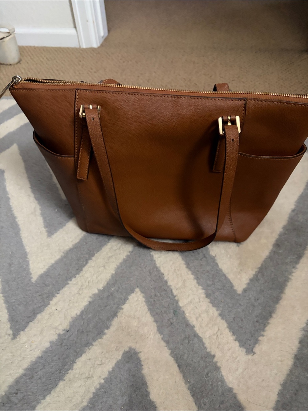 Michael Kors Chestnut Saffiano Leather Tote with MK Charm - Picture 2 of 3